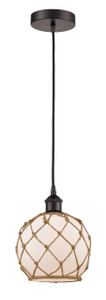 Farmhouse Rope - 1 Light - 8 inch - Oil Rubbed Bronze - Cord hung - Mini Pendant (616-1P-OB-G121-8RB)