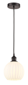 White Venetian - 1 Light - 8 inch - Oil Rubbed Bronze - Cord Hung - Mini Pendant (616-1P-OB-G1217-8WV)