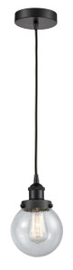 Beacon - 1 Light - 6 inch - Matte Black - Cord hung - Mini Pendant (616-1PH-BK-G204-6)