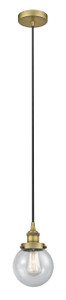 Beacon - 1 Light - 6 inch - Brushed Brass - Cord hung - Mini Pendant (616-1PH-BB-G204-6)