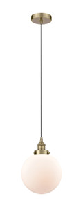 Beacon - 1 Light - 10 inch - Antique Brass - Cord hung - Mini Pendant (616-1PH-AB-G201-10-LED)