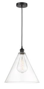 Berkshire - 1 Light - 16 inch - Matte Black - Cord hung - Pendant (616-1P-BK-GBC-162-LED)