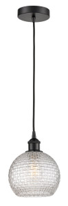 Athens - 1 Light - 8 inch - Matte Black - Cord hung - Mini Pendant (616-1P-BK-G122C-8CL)