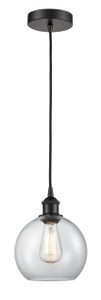Athens - 1 Light - 8 inch - Matte Black - Cord hung - Mini Pendant (616-1P-BK-G122-8-LED) Athens - 1 Light - 8 inch - Matte Black - Cord hung - Mini Pendant (616-1P-BK-G122-8-LED)