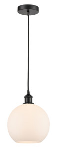 Athens - 1 Light - 10 inch - Matte Black - Cord hung - Mini Pendant (616-1P-BK-G121-10-LED)