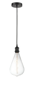 Edison - 1 Light - 7 inch - Matte Black - Cord hung - Mini Pendant (616-1P-BK-BB164LED)