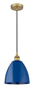 Plymouth - 1 Light - 9 inch - Brushed Brass - Cord hung - Mini Pendant (616-1P-BB-MBD-9-BL)