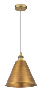 Berkshire - 1 Light - 12 inch - Brushed Brass - Cord hung - Mini Pendant (616-1P-BB-MBC-12-BB)