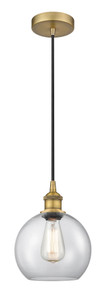 Athens - 1 Light - 8 inch - Brushed Brass - Cord hung - Mini Pendant (616-1P-BB-G122-8-LED) Athens - 1 Light - 8 inch - Brushed Brass - Cord hung - Mini Pendant (616-1P-BB-G122-8-LED)