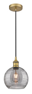 Athens Deco Swirl - 1 Light - 8 inch - Brushed Brass - Cord hung - Mini Pendant (616-1P-BB-G1213-8SM)