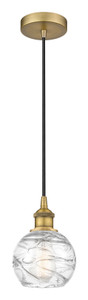 Athens Deco Swirl - 1 Light - 6 inch - Brushed Brass - Cord hung - Mini Pendant (616-1P-BB-G1213-6)