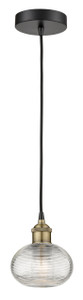 Ithaca - 1 Light - 6 inch - Black Antique Brass - Cord hung - Mini Pendant (616-1P-BAB-G555-6CL)