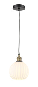 White Venetian - 1 Light - 8 inch - Black Antique Brass - Cord Hung - Mini Pendant (616-1P-BAB-G1217-8WV)