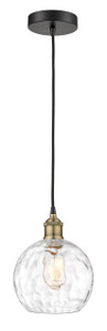 Athens Water Glass - 1 Light - 8 inch - Black Antique Brass - Cord hung - Mini Pendant (616-1P-BAB-G1215-8)