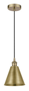 Berkshire - 1 Light - 8 inch - Antique Brass - Cord hung - Mini Pendant (616-1P-AB-MBC-8-AB-LED)