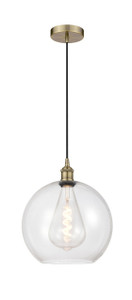 Athens - 1 Light - 12 inch - Antique Brass - Cord hung - Mini Pendant (616-1P-AB-G122-12-LED)