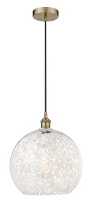 White Mouchette - 1 Light - 14 inch - Antique Brass - Cord Hung - Pendant (616-1P-AB-G1216-14WM)
