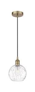Athens Water Glass - 1 Light - 8 inch - Antique Brass - Cord hung - Mini Pendant (616-1P-AB-G1215-8)