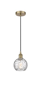 Athens Water Glass - 1 Light - 6 inch - Antique Brass - Cord hung - Mini Pendant (616-1P-AB-G1215-6-LED)