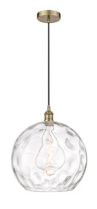 Athens Water Glass - 1 Light - 13 inch - Antique Brass - Cord hung - Pendant (616-1P-AB-G1215-14-LED)