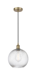 Athens Twisted Swirl - 1 Light - 12 inch - Antique Brass - Cord hung - Mini Pendant (616-1P-AB-G1214-12) Athens Twisted Swirl - 1 Light - 12 inch - Antique Brass - Cord hung - Mini Pendant (616-1P-AB-G1214-12)