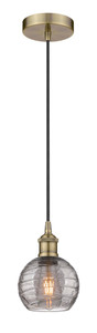 Athens Deco Swirl - 1 Light - 6 inch - Antique Brass - Cord hung - Mini Pendant (616-1P-AB-G1213-6SM)