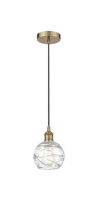 Athens Deco Swirl - 1 Light - 6 inch - Antique Brass - Cord hung - Mini Pendant (616-1P-AB-G1213-6)