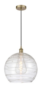 Athens Deco Swirl - 1 Light - 14 inch - Antique Brass - Cord hung - Pendant (616-1P-AB-G1213-14-LED)