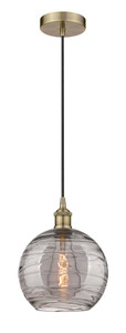 Athens Deco Swirl - 1 Light - 10 inch - Antique Brass - Cord hung - Mini Pendant (616-1P-AB-G1213-10SM)