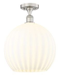 White Venetian - 1 Light - 14 inch - Brushed Satin Nickel - Semi-Flush Mount (616-1F-SN-G1217-14WV)