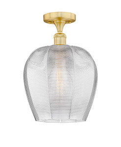 Norfolk - 1 Light - 12 inch - Satin Gold - Semi-Flush Mount (616-1F-SG-G462-12)