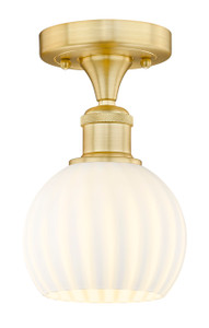 White Venetian - 1 Light - 6 inch - Satin Gold - Semi-Flush Mount (616-1F-SG-G1217-6WV)