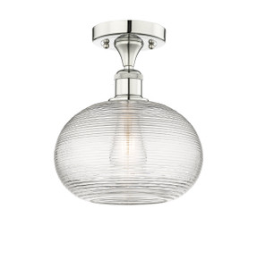 Ithaca - 1 Light - 10 inch - Polished Nickel - Semi-Flush Mount (616-1F-PN-G555-10CL)