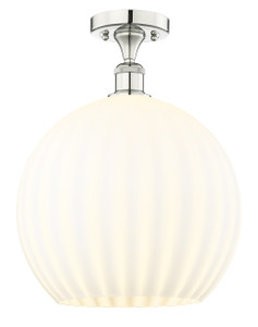 White Venetian - 1 Light - 14 inch - Polished Nickel - Semi-Flush Mount (616-1F-PN-G1217-14WV)