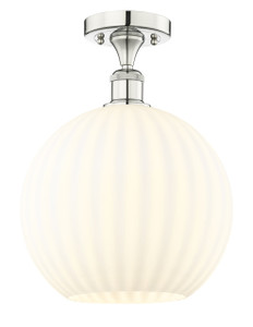 White Venetian - 1 Light - 12 inch - Polished Nickel - Semi-Flush Mount (616-1F-PN-G1217-12WV)