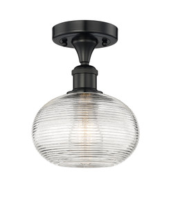 Ithaca - 1 Light - 8 inch - Matte Black - Semi-Flush Mount (616-1F-BK-G555-8CL)