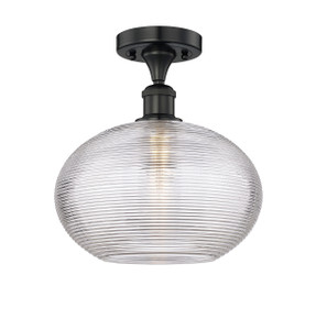 Ithaca - 1 Light - 12 inch - Matte Black - Semi-Flush Mount (616-1F-BK-G555-12CL)