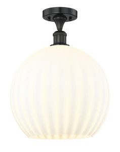 White Venetian - 1 Light - 14 inch - Matte Black - Semi-Flush Mount (616-1F-BK-G1217-14WV)