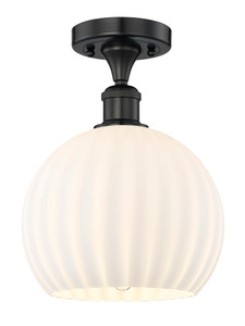 White Venetian - 1 Light - 10 inch - Matte Black - Semi-Flush Mount (616-1F-BK-G1217-10WV)