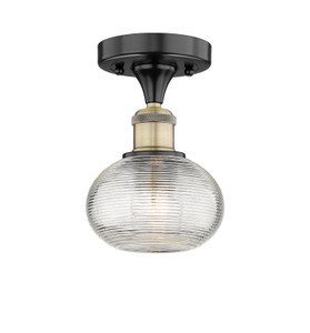 Ithaca - 1 Light - 6 inch - Black Antique Brass - Semi-Flush Mount (616-1F-BAB-G555-6CL)