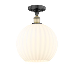 White Venetian - 1 Light - 12 inch - Black Antique Brass - Semi-Flush Mount (616-1F-BAB-G1217-12WV)