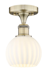White Venetian - 1 Light - 6 inch - Antique Brass - Semi-Flush Mount (616-1F-AB-G1217-6WV)