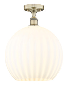 White Venetian - 1 Light - 14 inch - Antique Brass - Semi-Flush Mount (616-1F-AB-G1217-14WV)