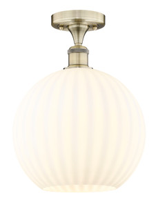 White Venetian - 1 Light - 12 inch - Antique Brass - Semi-Flush Mount (616-1F-AB-G1217-12WV)