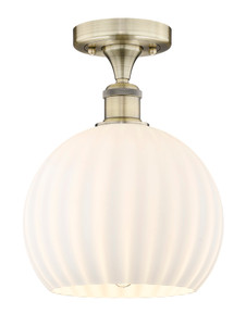 White Venetian - 1 Light - 10 inch - Antique Brass - Semi-Flush Mount (616-1F-AB-G1217-10WV)