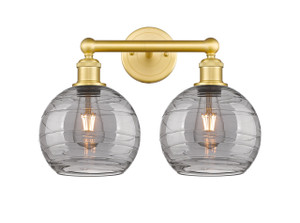 Athens Deco Swirl - 2 Light - 17 inch - Satin Gold - Bath Vanity Light (616-2W-SG-G1213-8SM)