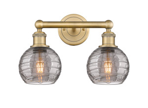 Athens Deco Swirl - 2 Light - 15 inch - Brushed Brass - Bath Vanity Light (616-2W-BB-G1213-6SM) Athens Deco Swirl - 2 Light - 15 inch - Brushed Brass - Bath Vanity Light (616-2W-BB-G1213-6SM)