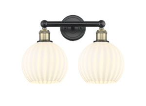 White Venetian - 2 Light - 17 inch - Black Antique Brass - Bath Vanity Light (616-2W-BAB-G1217-8WV)