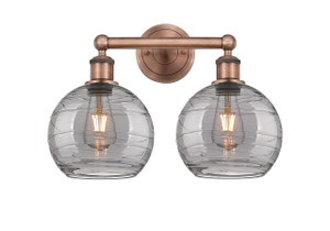 Athens Deco Swirl - 2 Light - 17 inch - Antique Copper - Bath Vanity Light (616-2W-AC-G1213-8SM)