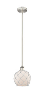 Farmhouse Rope - 1 Light - 8 inch - Brushed Satin Nickel - Cord hung - Mini Pendant (616-1S-SN-G121-8RW-LED)